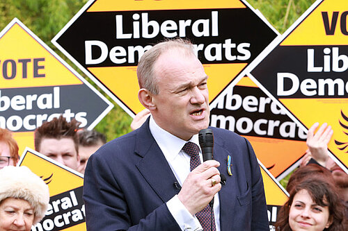 Ed Davey Ed Davey in front of a crowd holding Liberal Democrat posters